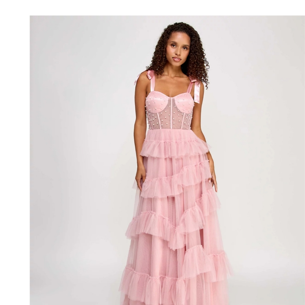 Elegant Pink Tiered Dress